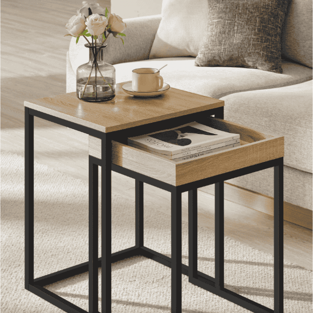 Комплект журнальных столиков Leobert Ascet в стиле Loft 2 шт сонома