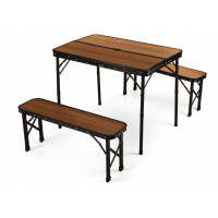 Складной туристический стол Outtec + 2 скамейки коричневый