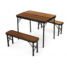 Стіл туристичний розкладний Outtec + 2 лавки коричневий Стіл туристичний розкладний Outtec + 2 лавки коричневий