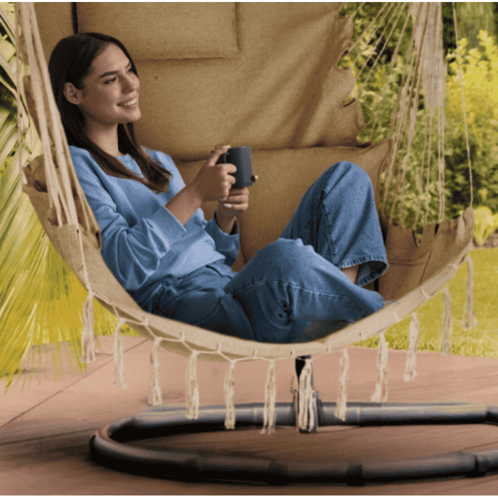 Бразильське крісло - гамак Outtec Boho Sois XXL бежевий