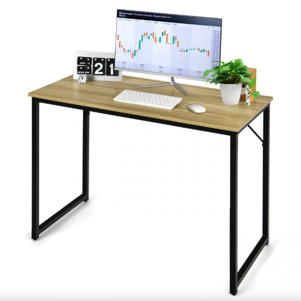 Письменный стол Costway Homart с стальным каркасом натуральный