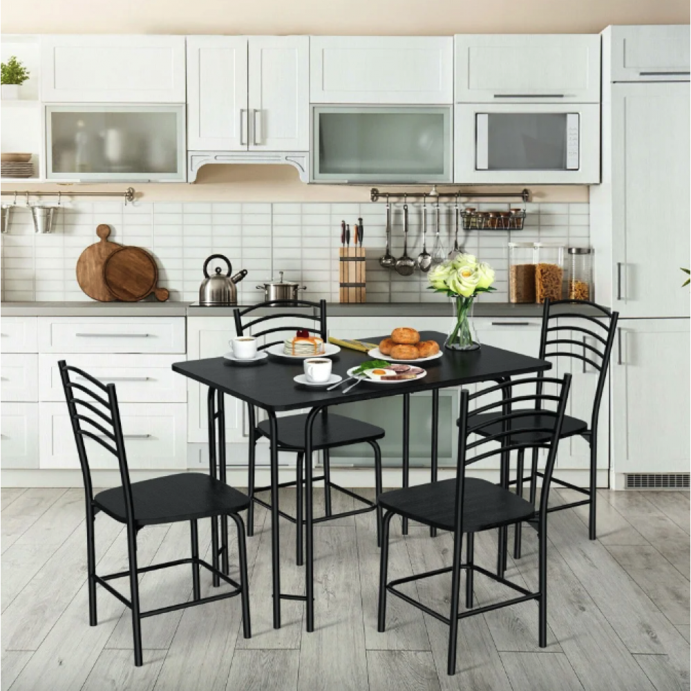Комплект меблів Costway Katarina стіл і 4 стільці чорний