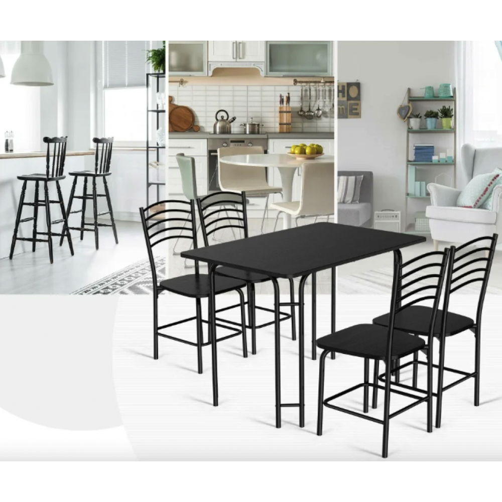 Комплект меблів Costway Katarina стіл і 4 стільці чорний