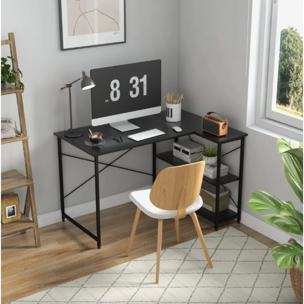 Комп'ютерний стіл Costway Adler L-подібний чорний