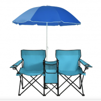 Комплект розкладних стільців Costway Parma з парасолькою бірюзовий