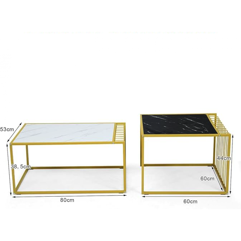Комплект журнальних столів Costway Scorpion з штучного мармуру