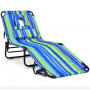 Шезлонг Costway Hanna раскладной с отверстием для лица сине-зелёный