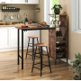 Барный стол с стульями Costway Bistro с держателем для бокалов, темно-коричневый