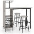 Барный стол со стульями Costway Bistro с держателем для бокалов, серый