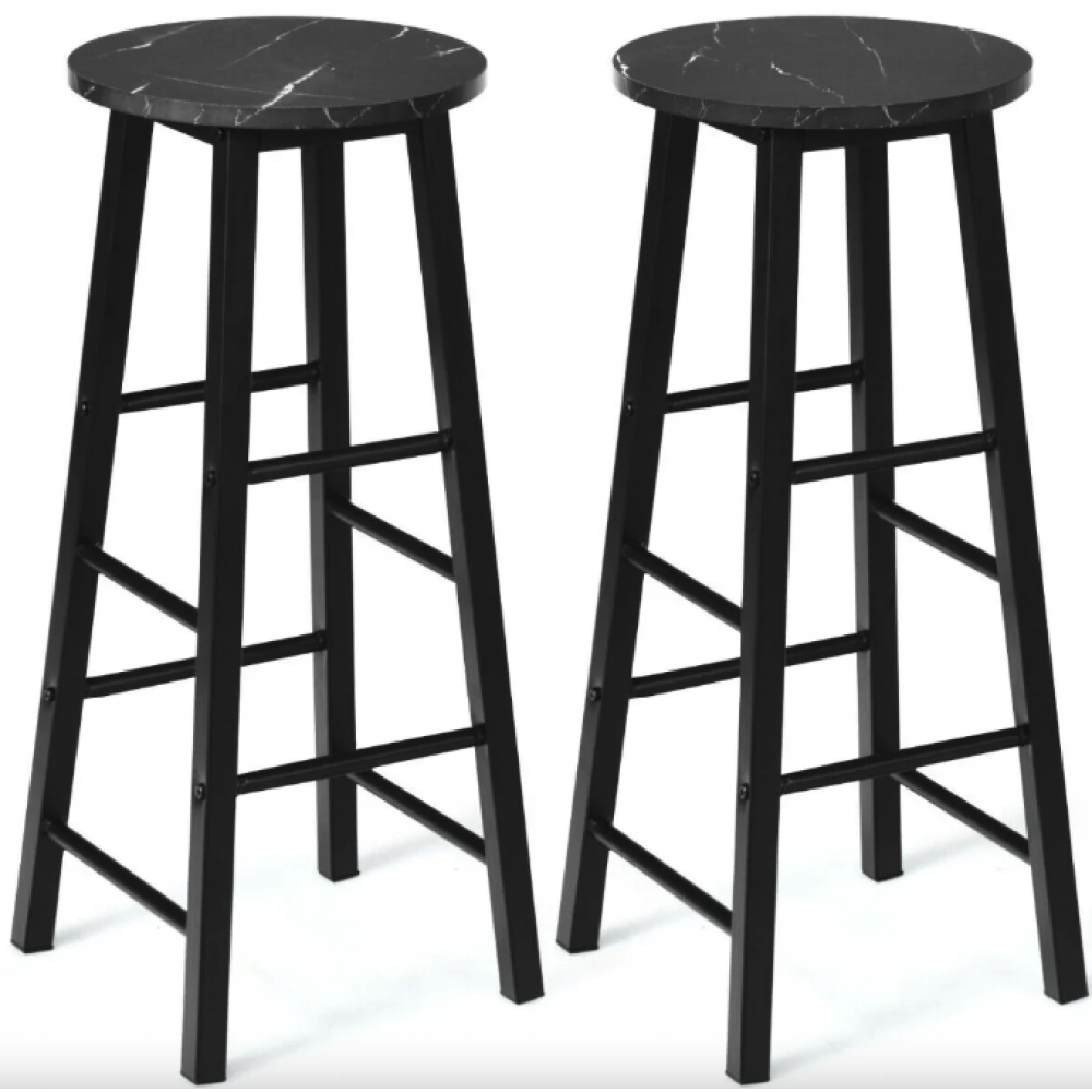 Барный стул Costway Eugad 2 штуки с подставкой для ног черный