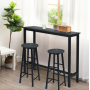 Барный стул Costway Eugad 2 штуки с подставкой для ног черный