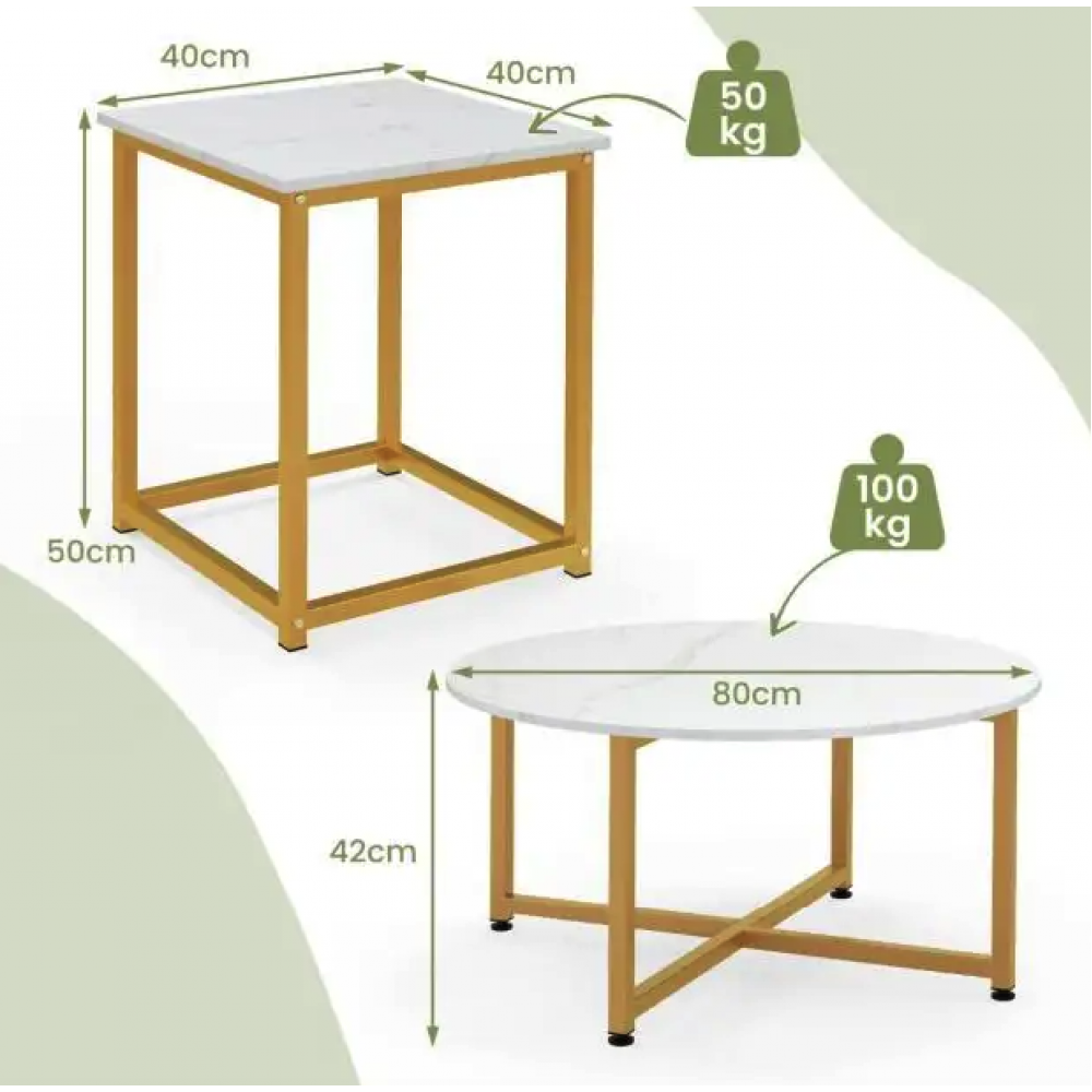 Комплект журнальних столиків Costway Lumen 3 штуки