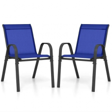 Комплект садових стільців Costway Patio з підлокітниками синій Комплект садових стільців Costway Patio з підлокітниками синій