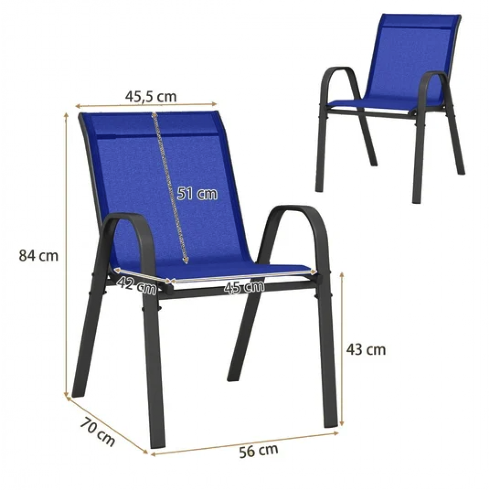Комплект садовых стульев Costway Patio с подлокотниками синий