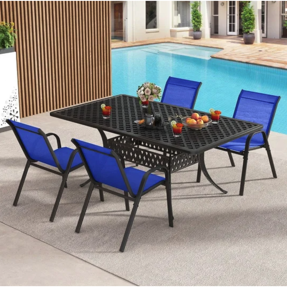 Комплект садовых стульев Costway Patio с подлокотниками синий