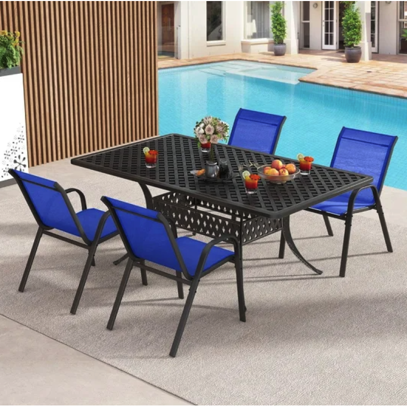 Комплект садовых стульев Costway Patio с подлокотниками синий