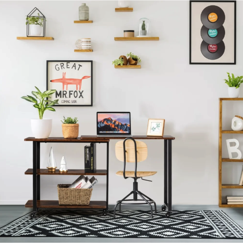 Стіл L-подібний Costway King обертовий в стилі Loft