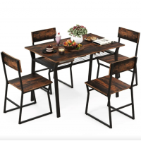 Комплект меблів Costway Merax обідній стіл з стільцями в стилі Loft коричневий