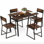 Комплект меблів Costway Merax обідній стіл з стільцями в стилі Loft коричневий