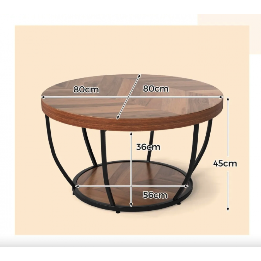Журнальный столик Costway Leo с металлическим основанием в стиле Loft