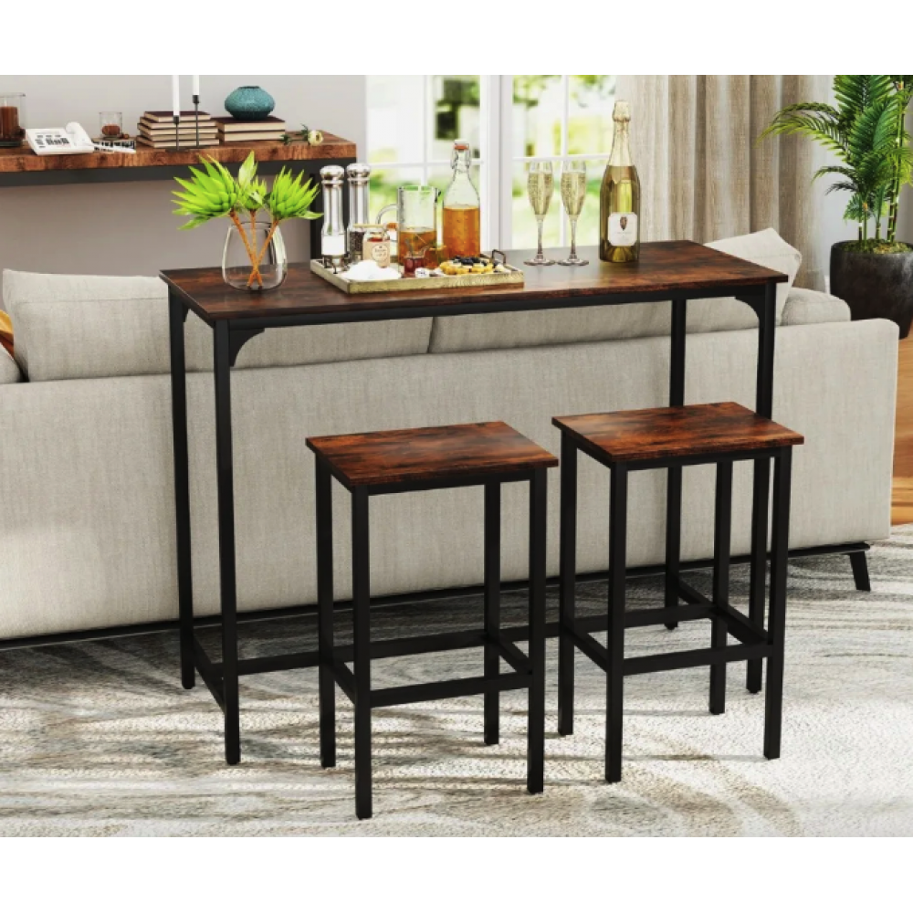 Барний стіл та 2 барні стільці Costway Hoobro в стилі Loft