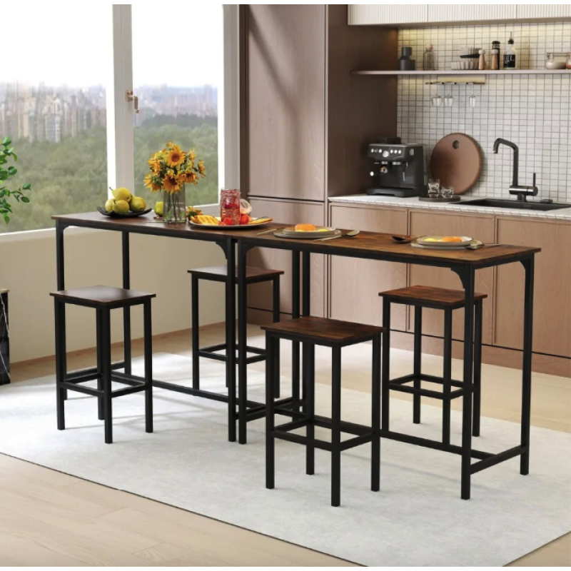 Барний стіл та 2 барні стільці Costway Hoobro в стилі Loft