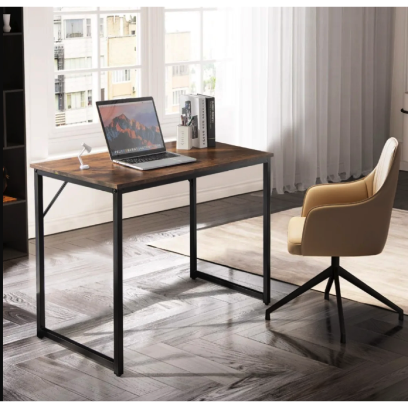 Письмовий стіл Costway Homart із сталевим каркасом коричневий
