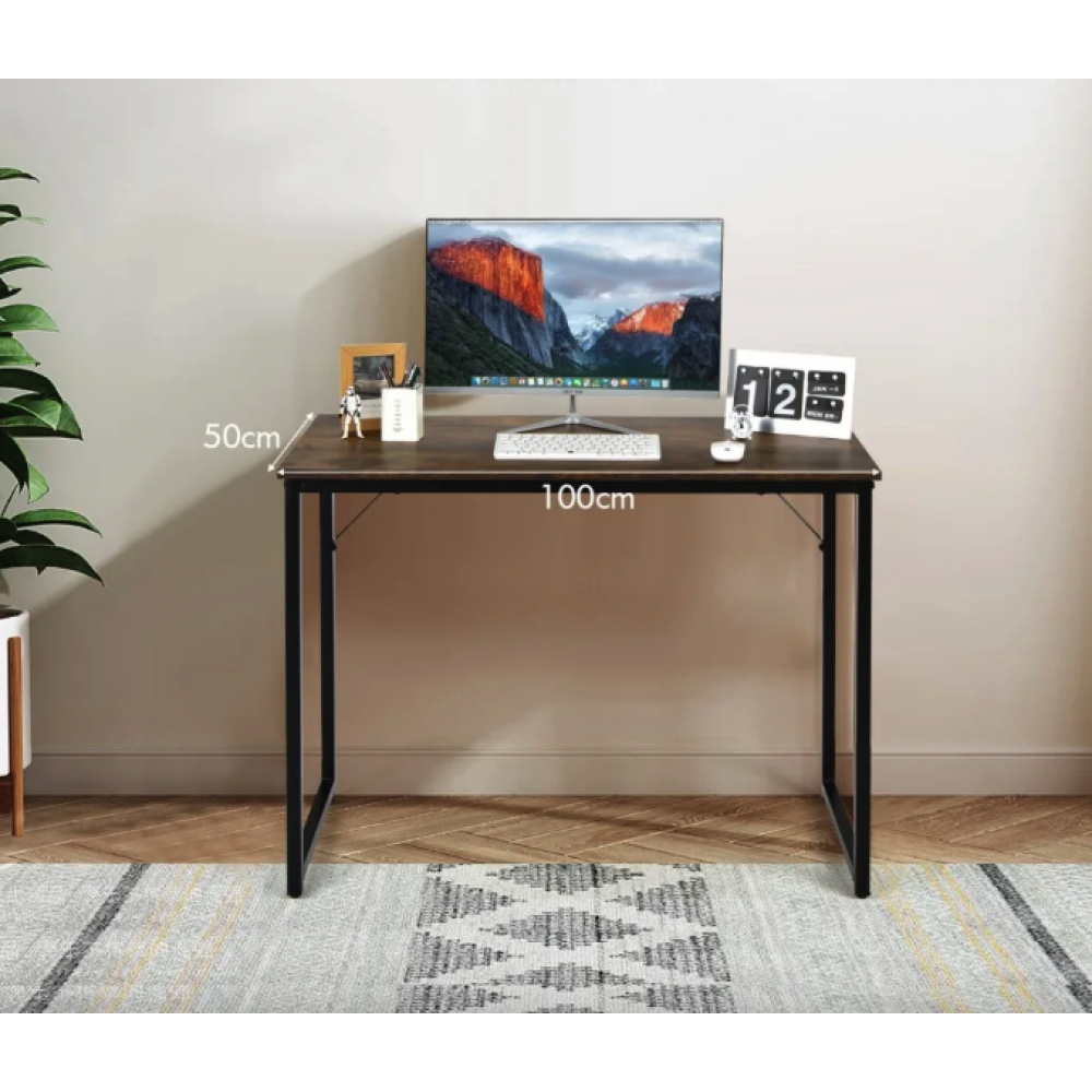Письмовий стіл Costway Homart із сталевим каркасом коричневий