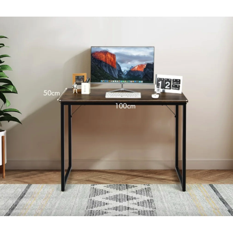 Письмовий стіл Costway Homart із сталевим каркасом коричневий