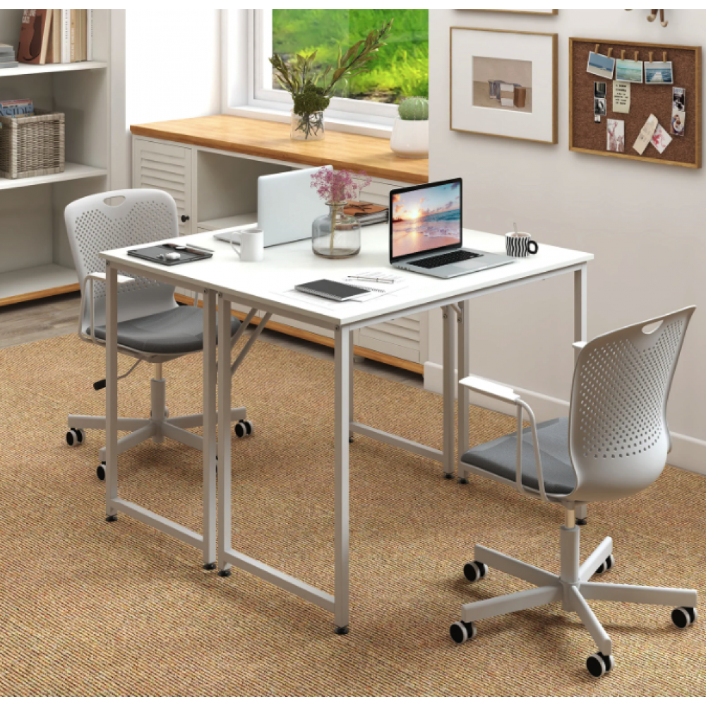 Компьютерный стол Costway Helena с металлическим каркасом белый