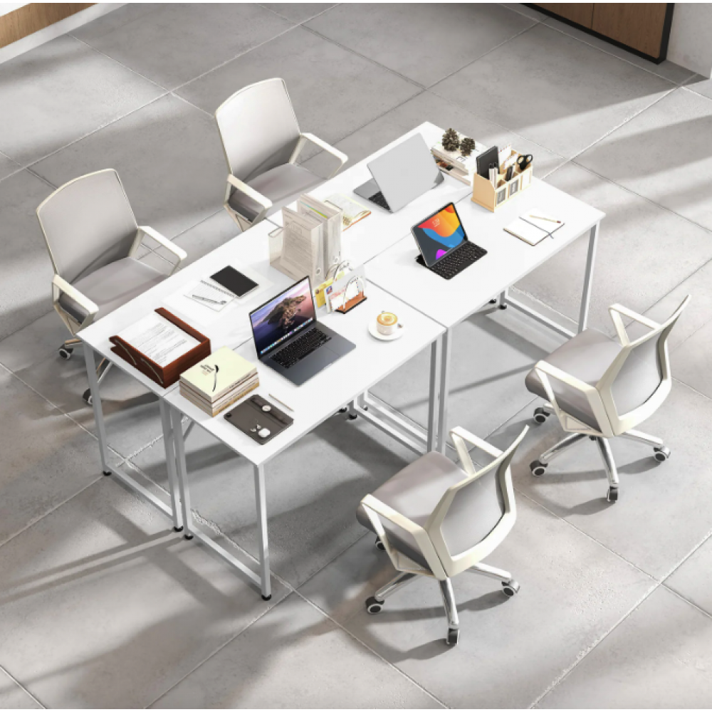 Компьютерный стол Costway Helena с металлическим каркасом белый