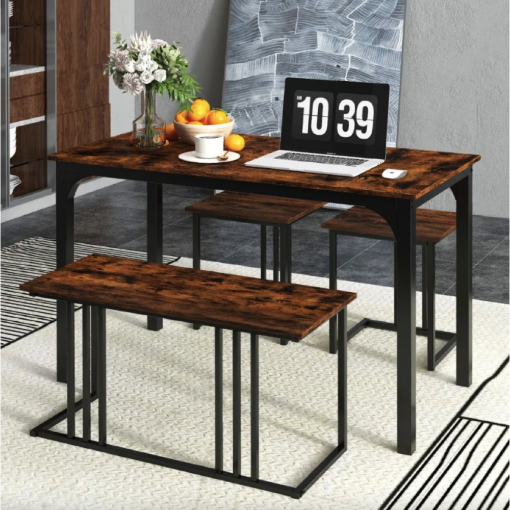 Комплект Costway Decima обідній стіл зі стільцями в стилі Loft коричневий