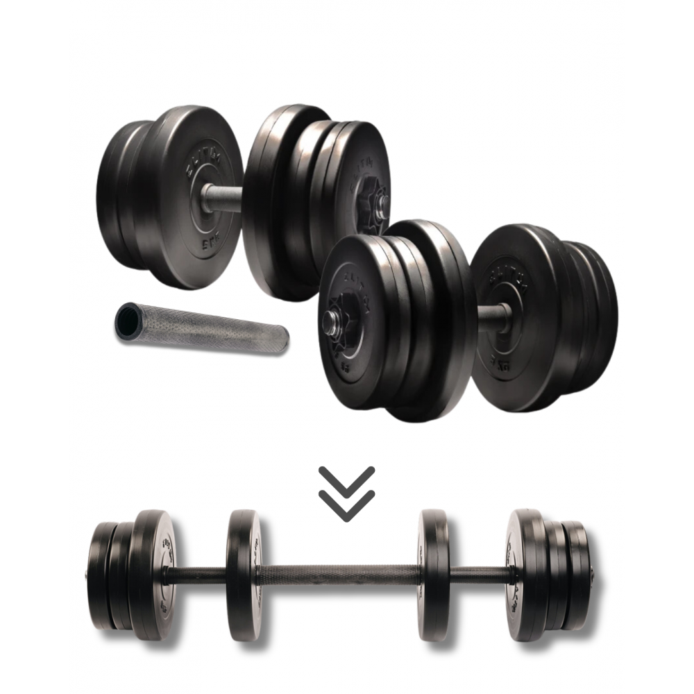 Гантелі Elitum 2 х 21 кг з подовжувачем грифа для штанги