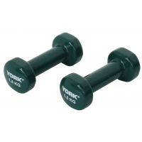 Виниловые круглые гантели для фитнеса York Fitness 2×1,5 кг, зелёные