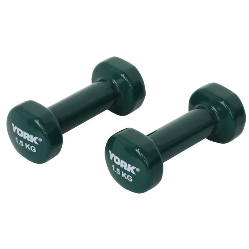 Гантелі для фітнесу вінілові круглі York Fitness 2х1,5 кг зелений