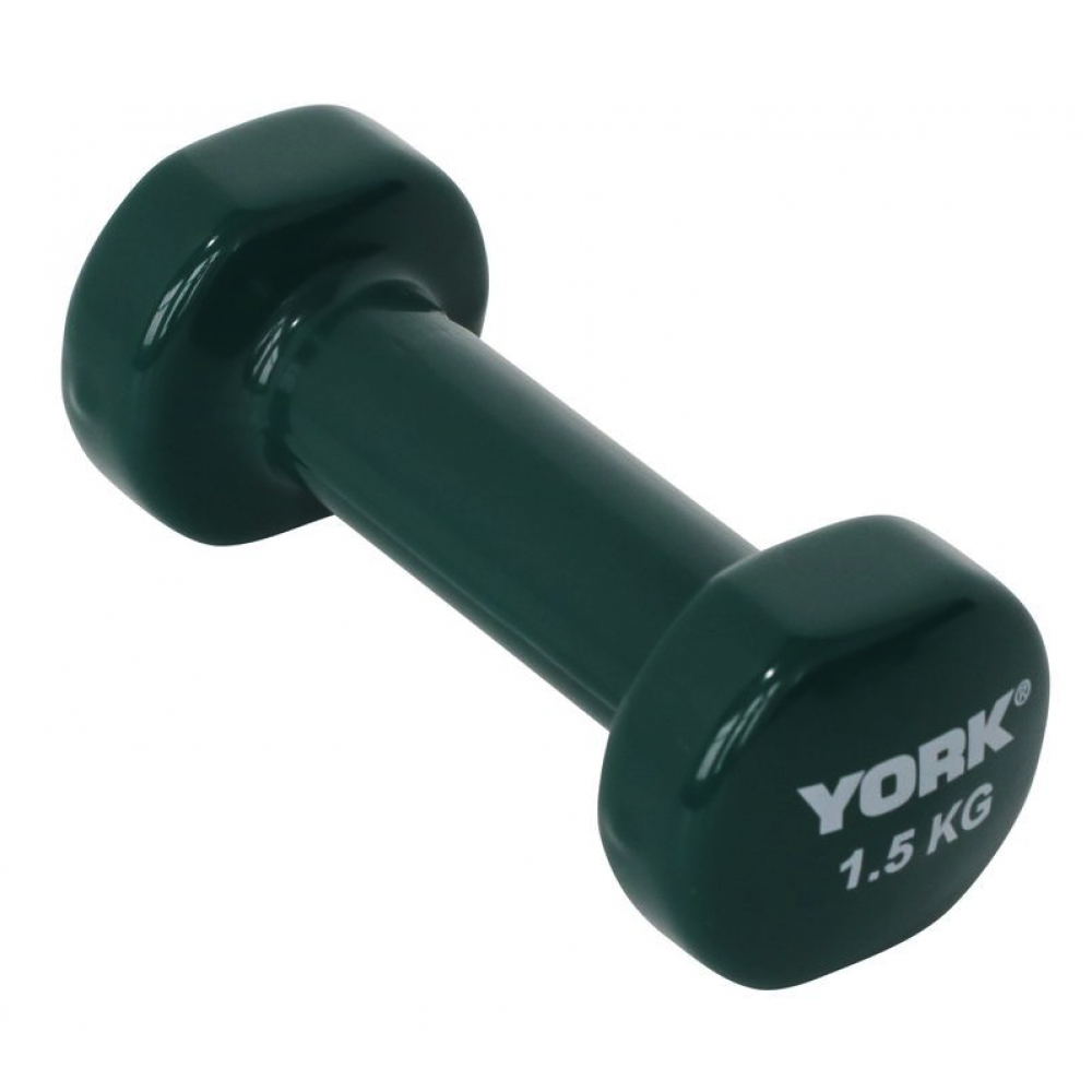 Виниловые круглые гантели для фитнеса York Fitness 2×1,5 кг, зелёные