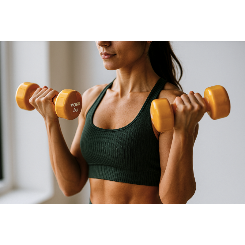 Гантелі для фітнесу вінілові круглі York Fitness 2х2 кг жовтий