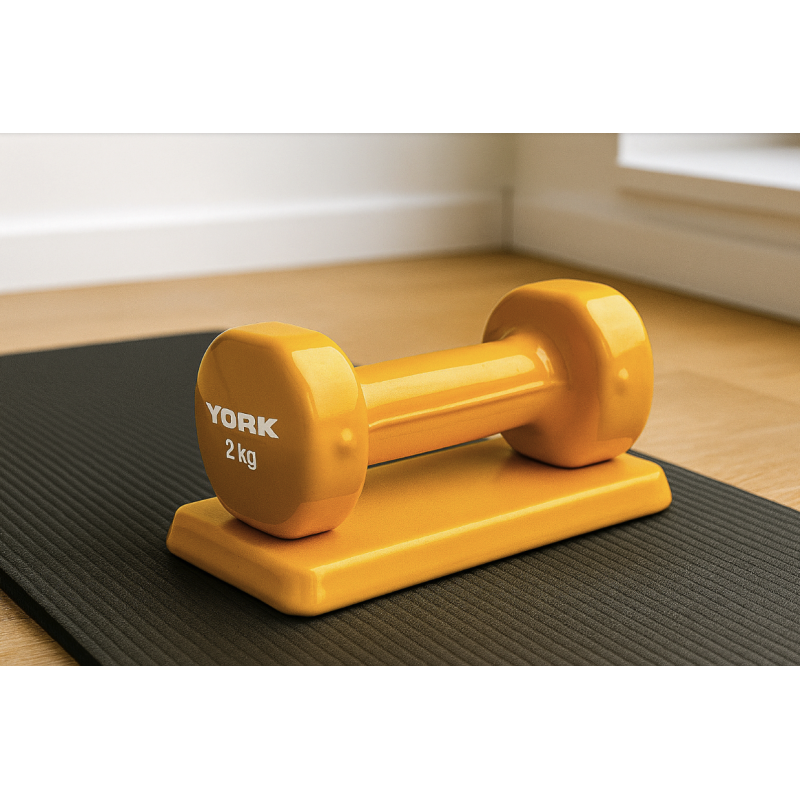 Гантелі для фітнесу вінілові круглі York Fitness 2х2 кг жовтий