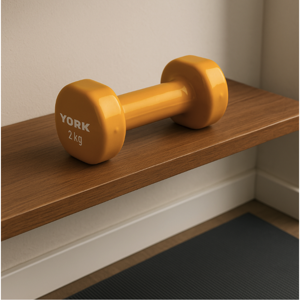 Виниловые круглые гантели для фитнеса York Fitness 2×2 кг, жёлтые