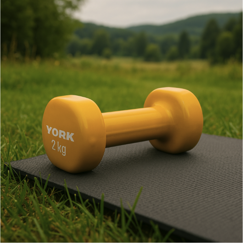 Гантелі для фітнесу вінілові круглі York Fitness 2х2 кг жовтий