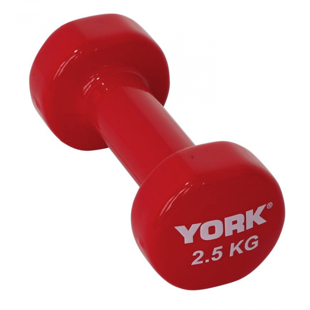 Виниловые круглые гантели для фитнеса York Fitness 2×2,5 кг, красные