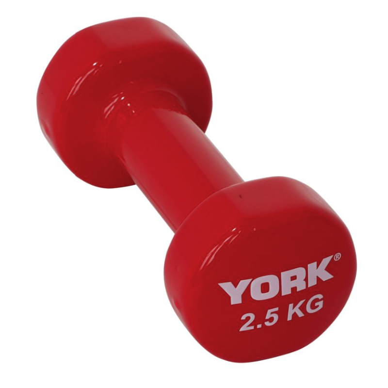 Виниловые круглые гантели для фитнеса York Fitness 2×2,5 кг, красные