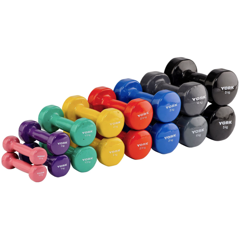 Виниловые круглые гантели для фитнеса York Fitness 2×4 кг, серые