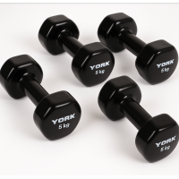 Виниловые круглые гантели для фитнеса York Fitness 2×5 кг, чёрные