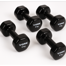 Гантелі для фітнесу вінілові круглі York Fitness 2х5 кг чорний