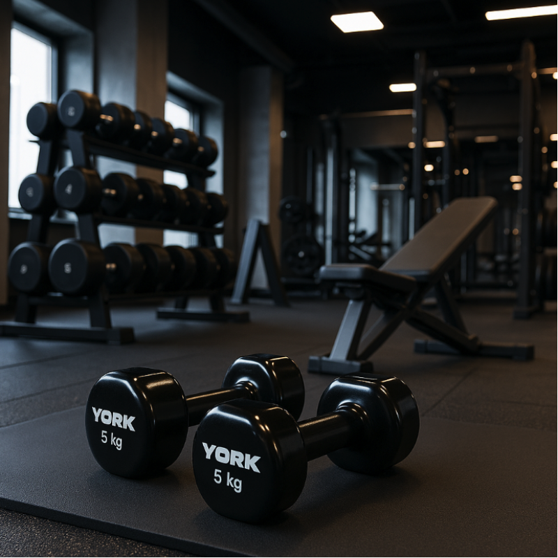 Виниловые круглые гантели для фитнеса York Fitness 2×5 кг, чёрные
