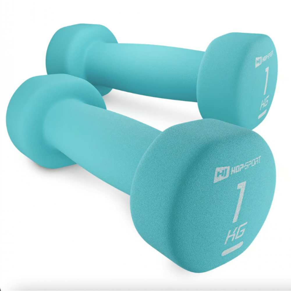 Неопреновые круглые гантели для фитнеса Hop-Sport HS-V010DR 2x1 кг бирюзовые