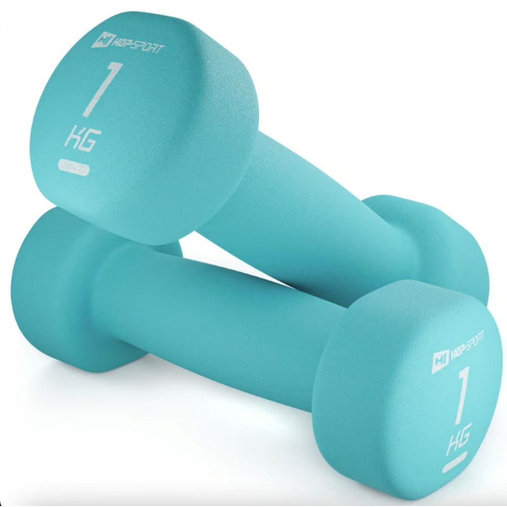 Неопреновые круглые гантели для фитнеса Hop-Sport HS-V010DR 2x1 кг бирюзовые