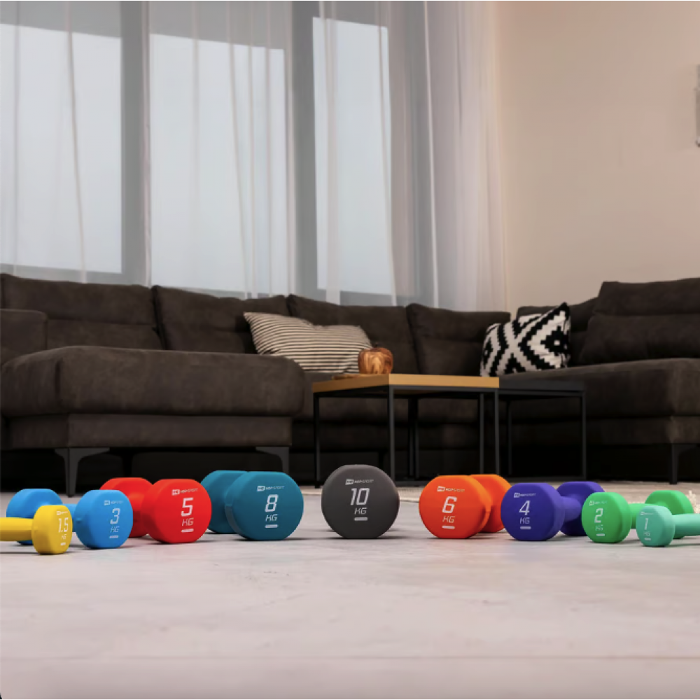 Неопреновые круглые гантели для фитнеса Hop-Sport HS-V010DR 2x1 кг бирюзовые