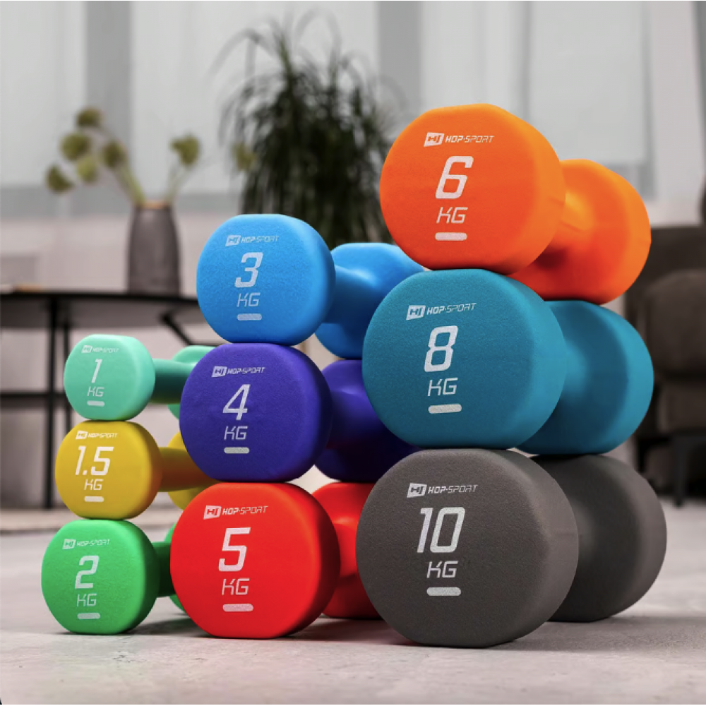 Неопреновые круглые гантели для фитнеса Hop-Sport HS-V010DR 2x1 кг бирюзовые